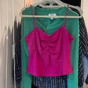 pink silk top